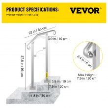 VEVOR Barandilla de escalera para exteriores, barandilla de metal de aleación de 1 o 2 escalones, pasamanos de transición flexible para porche delantero, riel de arco con kit de instalación, para escaleras de concreto o madera, plateado