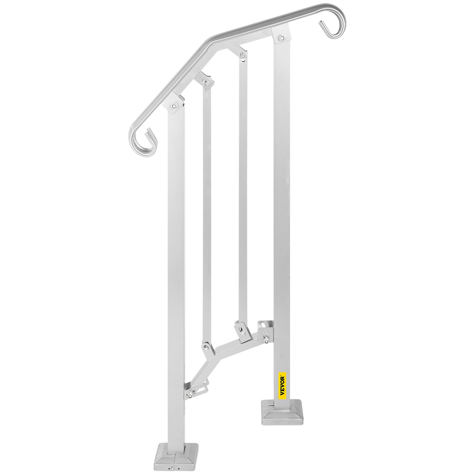 VEVOR - Barandilla de escalera para exterior, de aleación de metal, flexible, para 1 o 2 escalones, con kit de instalación, para escaleras de hormigón o madera, color plateado