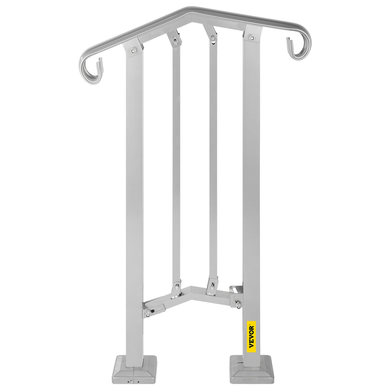 VEVOR - Barandilla de escalera para exterior, de aleación de metal, flexible, para 1 o 2 escalones, con kit de instalación, para escaleras de hormigón o madera, color plateado