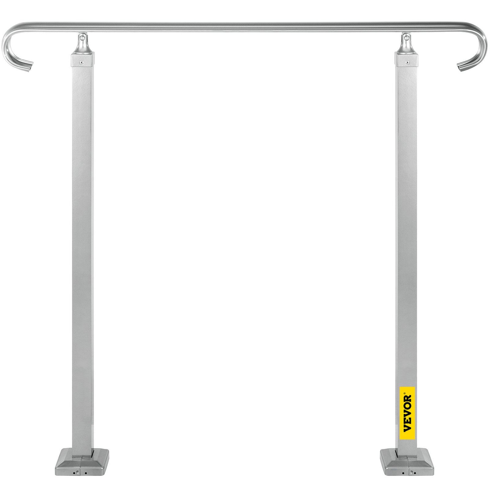 Barandilla de escalera exterior VEVOR, apta para 2 o 3 peldaños, pasamanos de metal de aleación, pasamanos de transición flexible para porche delantero, barandilla de peldaño con columna de soporte con kit de instalación, para escaleras de hormigón o madera, color plata.