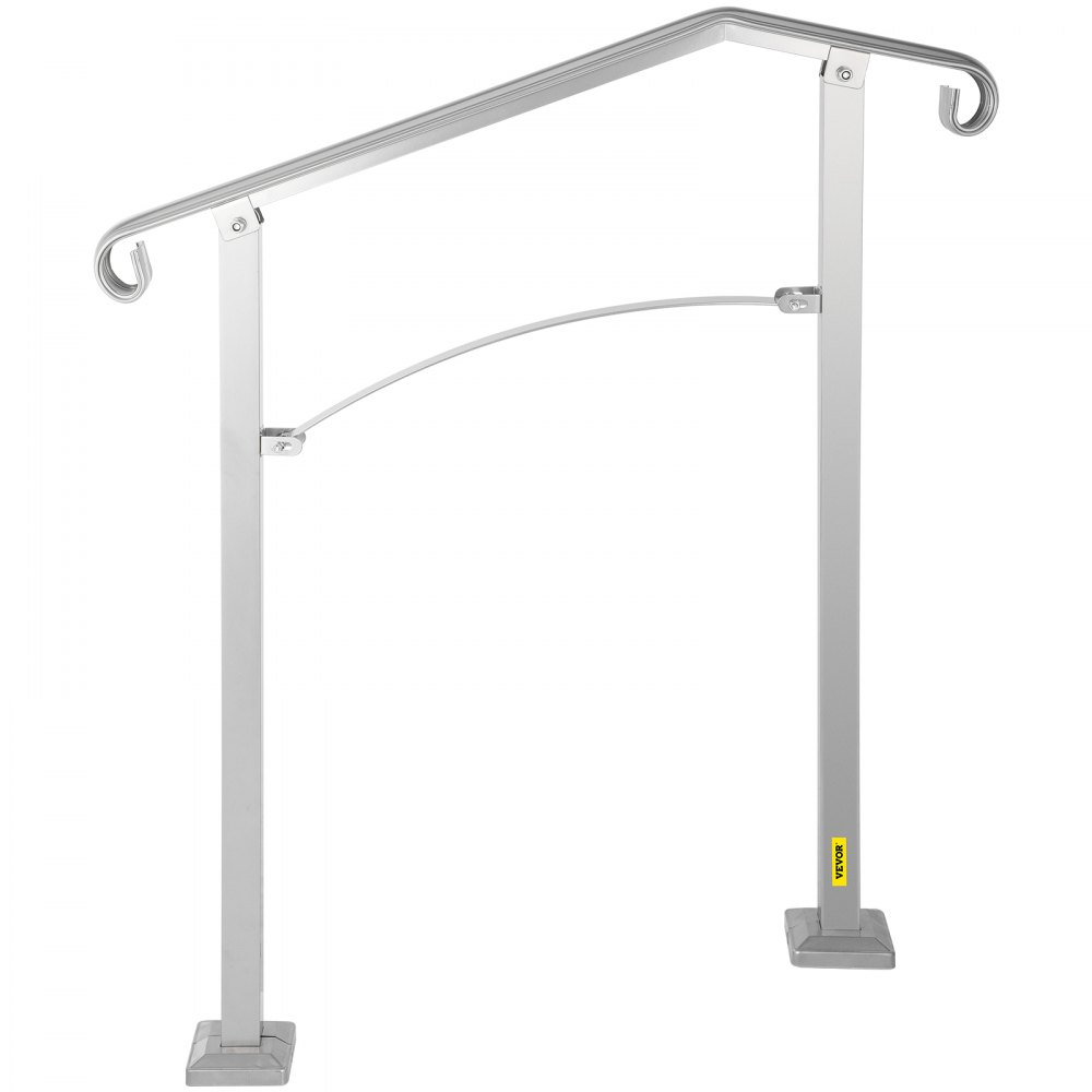 VEVOR - Barandilla de escalera para exterior, apta para 2 o 3 escalones, de aleación de metal, flexible, de transición, para porche, con kit de instalación, para escaleras de hormigón o madera, color plateado
