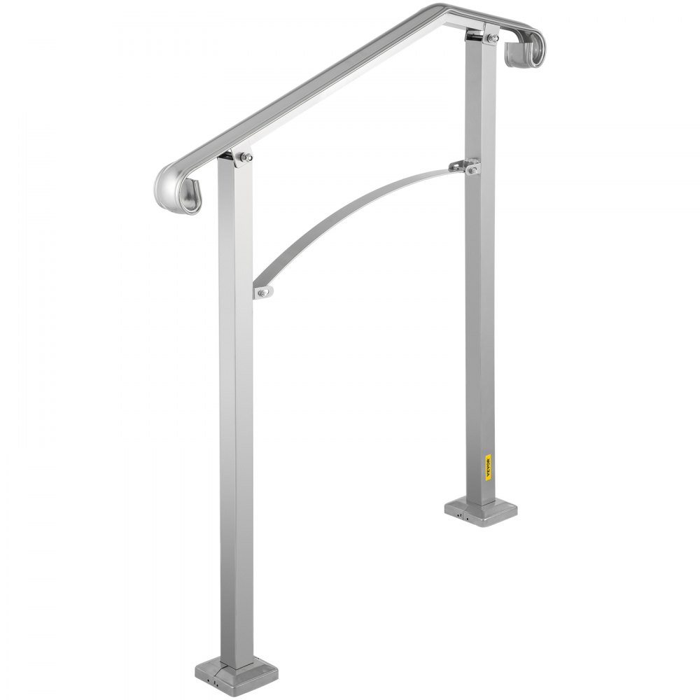 VEVOR - Barandilla de escalera para exterior, apta para 2 o 3 escalones, de aleación de metal, flexible, de transición, para porche, con kit de instalación, para escaleras de hormigón o madera, color plateado