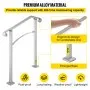 VEVOR - Barandilla de escalera para exterior, apta para 2 o 3 escalones, de aleación de metal, flexible, de transición, para porche, con kit de instalación, para escaleras de hormigón o madera, color plateado