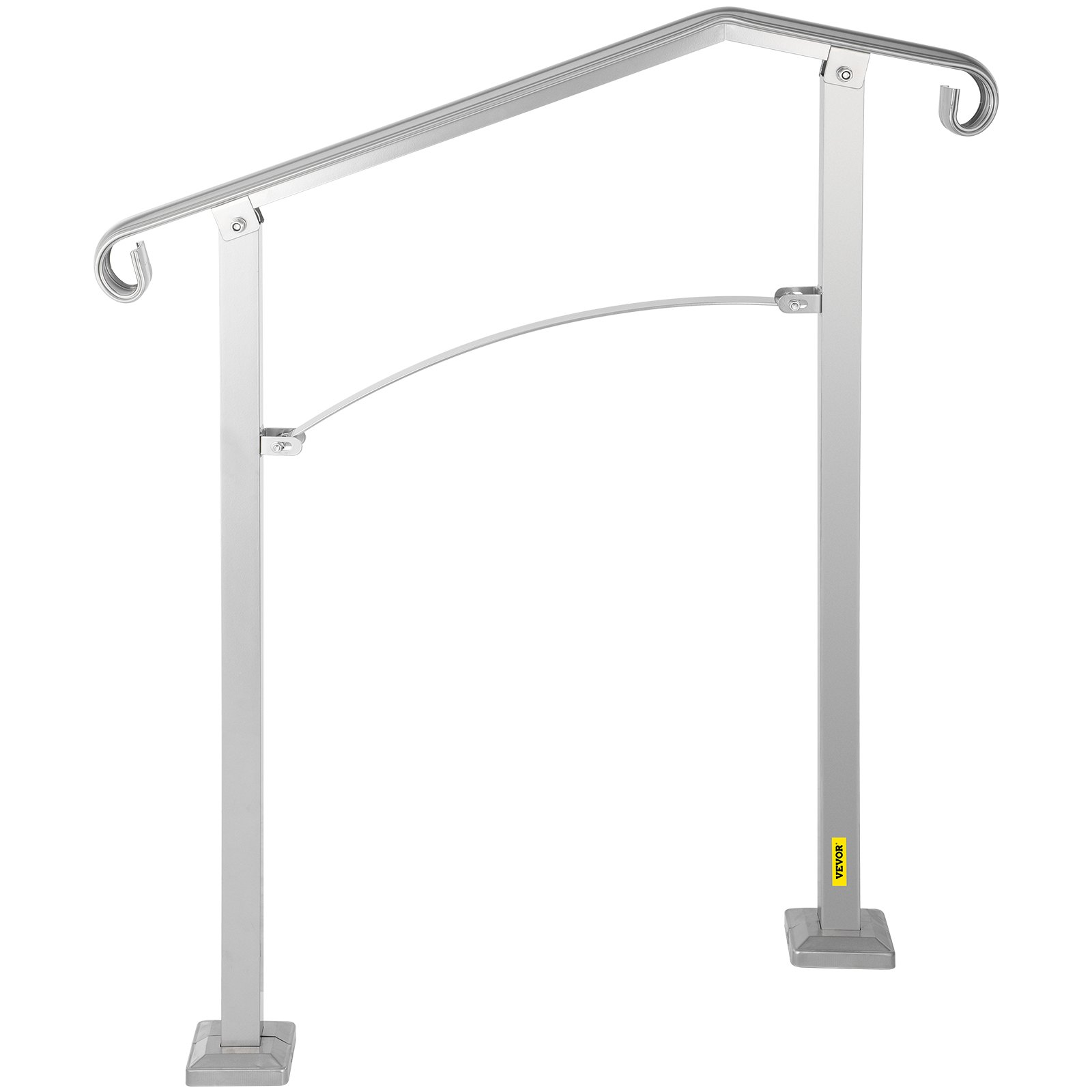 VEVOR - Barandilla de escalera para exterior, apta para 2 o 3 escalones, de aleación de metal, flexible, de transición, para porche, con kit de instalación, para escaleras de hormigón o madera, color plateado