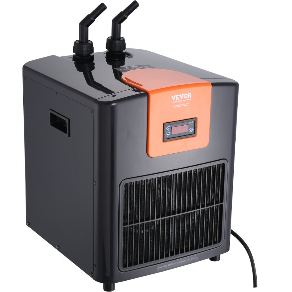 VEVOR Enfriador de acuario Tuspuzz, 92 galones (348 L), 1/4 HP, compresor de refrigeración silencioso para agua de mar y dulce, sistema de enfriamiento para pecera con bomba/manguera, para medusas y arrecifes de coral