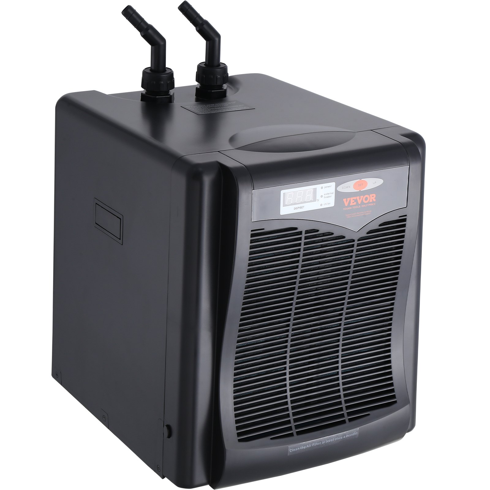 Enfriador de acuario VEVOR, 110 Gal 416 L, enfriador de agua hidropónico de 1/3 HP, compresor de refrigeración silencioso para agua de mar y agua dulce, sistema de enfriamiento de tanque de peces con bomba/manguera, para medusas, arrecifes de coral
