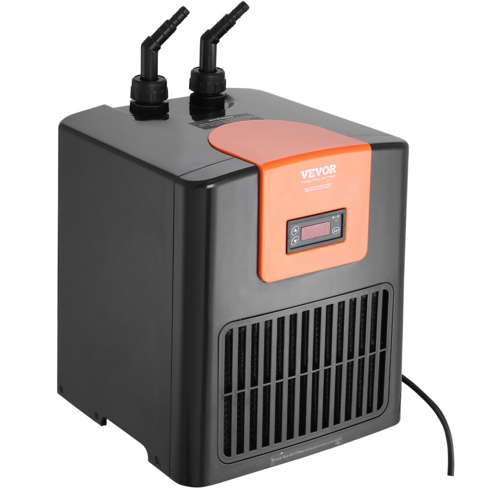Enfriador de acuario VEVOR, 52 Gal 196 L, enfriador de agua hidropónico de 1/10 HP, compresor de refrigeración silencioso para agua de mar y agua dulce, sistema de enfriamiento de tanque de peces con bomba/manguera, para medusas, arrecifes de coral