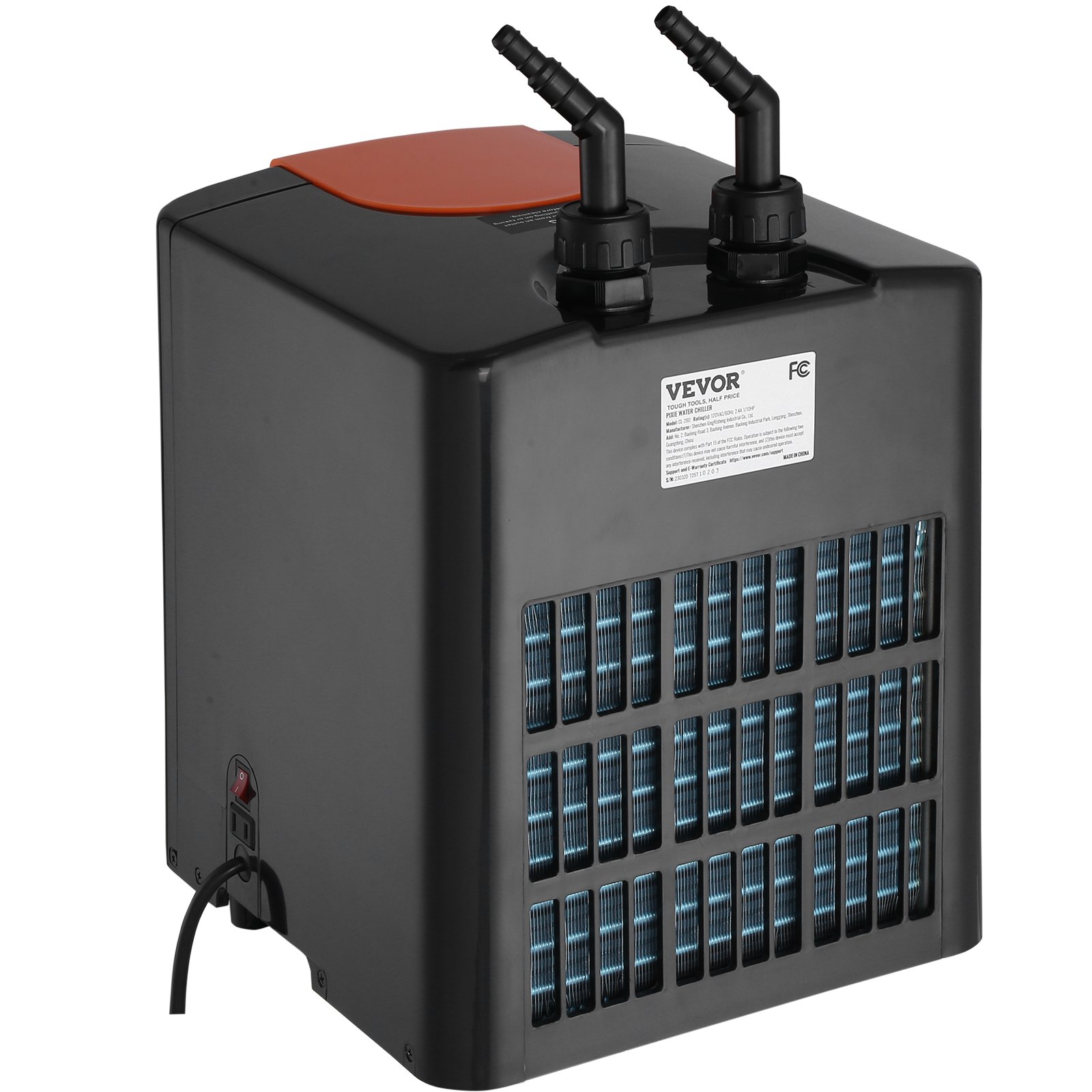 Enfriador de acuario VEVOR, 52 Gal 196 L, enfriador de agua hidropónico de 1/10 HP, compresor de refrigeración silencioso para agua de mar y agua dulce, sistema de enfriamiento de tanque de peces con bomba/manguera, para medusas, arrecifes de coral