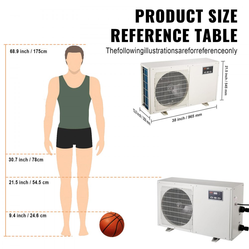 Enfriador de acuario VEVOR, 500 galones (1892 L), 1.5 HP, compresor de refrigeración silencioso para agua de mar y dulce, sistema de enfriamiento para peceras con bomba/manguera, para medusas y arrecifes de coral.