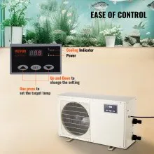 VEVOR Enfriador de Acuario, 500 Gal 1892 L, 1.5 HP Enfriador de Agua Hidropónico, Compresor de Refrigeración Silencioso para Agua de Mar y Agua Dulce, Sistema de Enfriamiento de Tanque de Peces con Bomba/Manguera, para Medusas, Arrecife de Coral