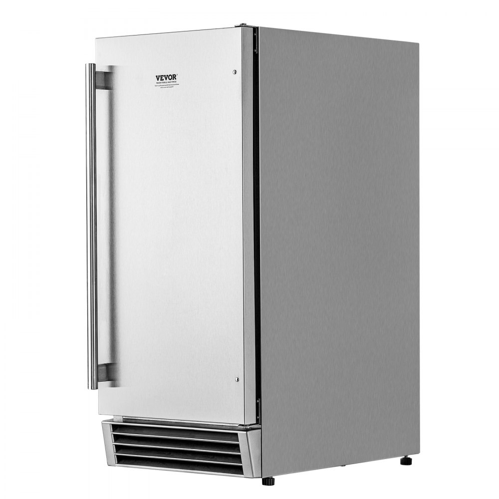 Máquina de hielo empotrable bajo mostrador VEVOR, 22.7 kg/día, con puerta reversible, de acero inoxidable. Ideal para restaurantes, cocinas exteriores, terrazas y piscinas.