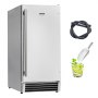 Máquina de hielo empotrable bajo mostrador VEVOR, 22.7 kg/día, con puerta reversible, de acero inoxidable. Ideal para restaurantes, cocinas exteriores, terrazas y piscinas.