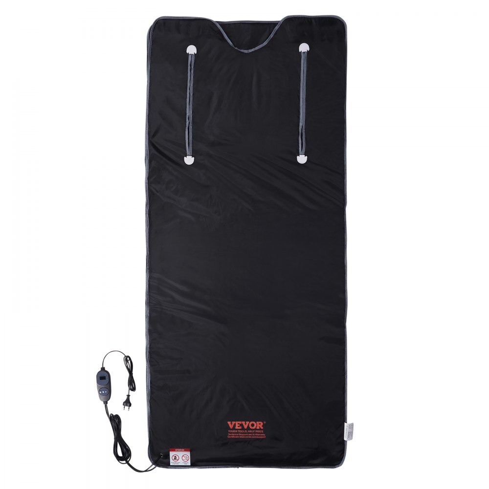 Manta de sauna VEVOR en color negro con unidad de control y cable de alimentación.
