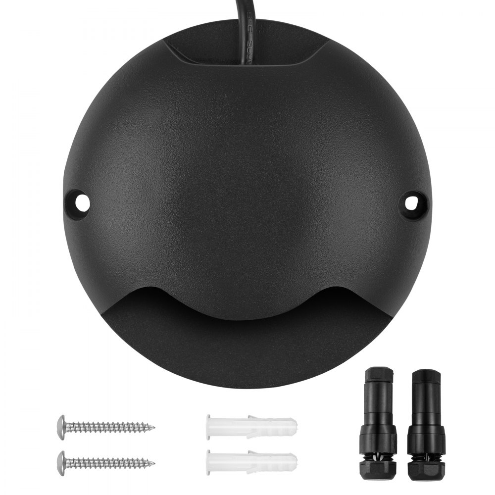 Luces de terraza regulables VEVOR, LED de 3 W, 12 V-24 V, IP66, iluminación de pared exterior resistente a la intemperie, iluminación cálida de 3000 K para escalones, escaleras, barandillas y vallas, incluye conectores (paquete de 12, blanco suave)