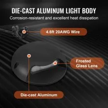 VEVOR Luces de cubierta de bajo voltaje, iluminación LED de paisaje duro de 3 W, 12 V-24 V, IP66, impermeable, luz de pared de contención para exteriores con conectores, luces de paisaje de 3000 K para valla de barandilla de escalera (paquete de 12 blancos suaves)
