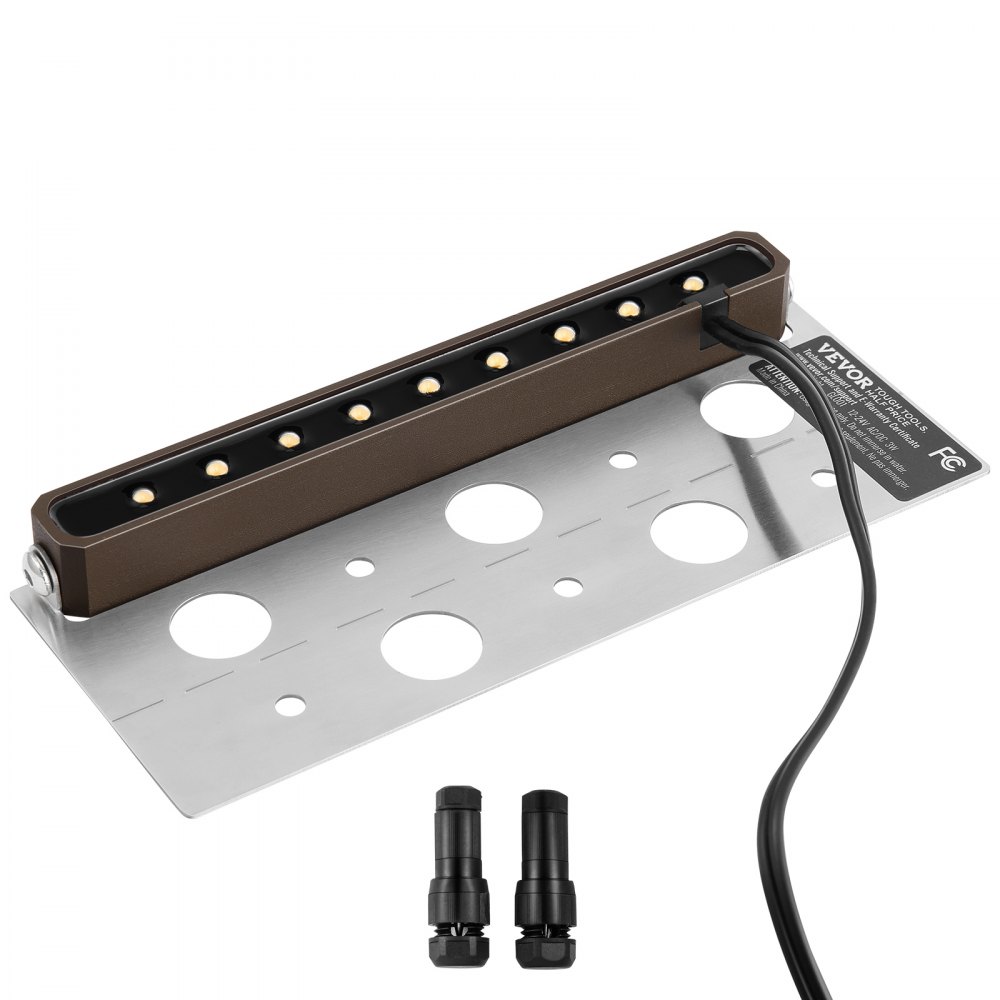 VEVOR Iluminación LED para paisaje duro, luces de pared de retención de 6,8 pulgadas, 3 W, 12 V-24 V CA/CC, luz de pavimentadora de bajo voltaje, IP68, luces de paso impermeables para exteriores, paisaje duro giratorio de 3000 K con conectores (paquete de 8 blanco suave)