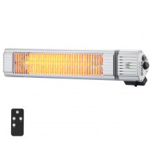 VEVOR Calentador infrarrojo, calentador infrarrojo eléctrico de espacio con control remoto de 1500 W, calentador infrarrojo exterior de carbono con protección IP65 con 3 velocidades, para porche, patio, comedor, estudio, patio trasero, garaje, montaje en pared