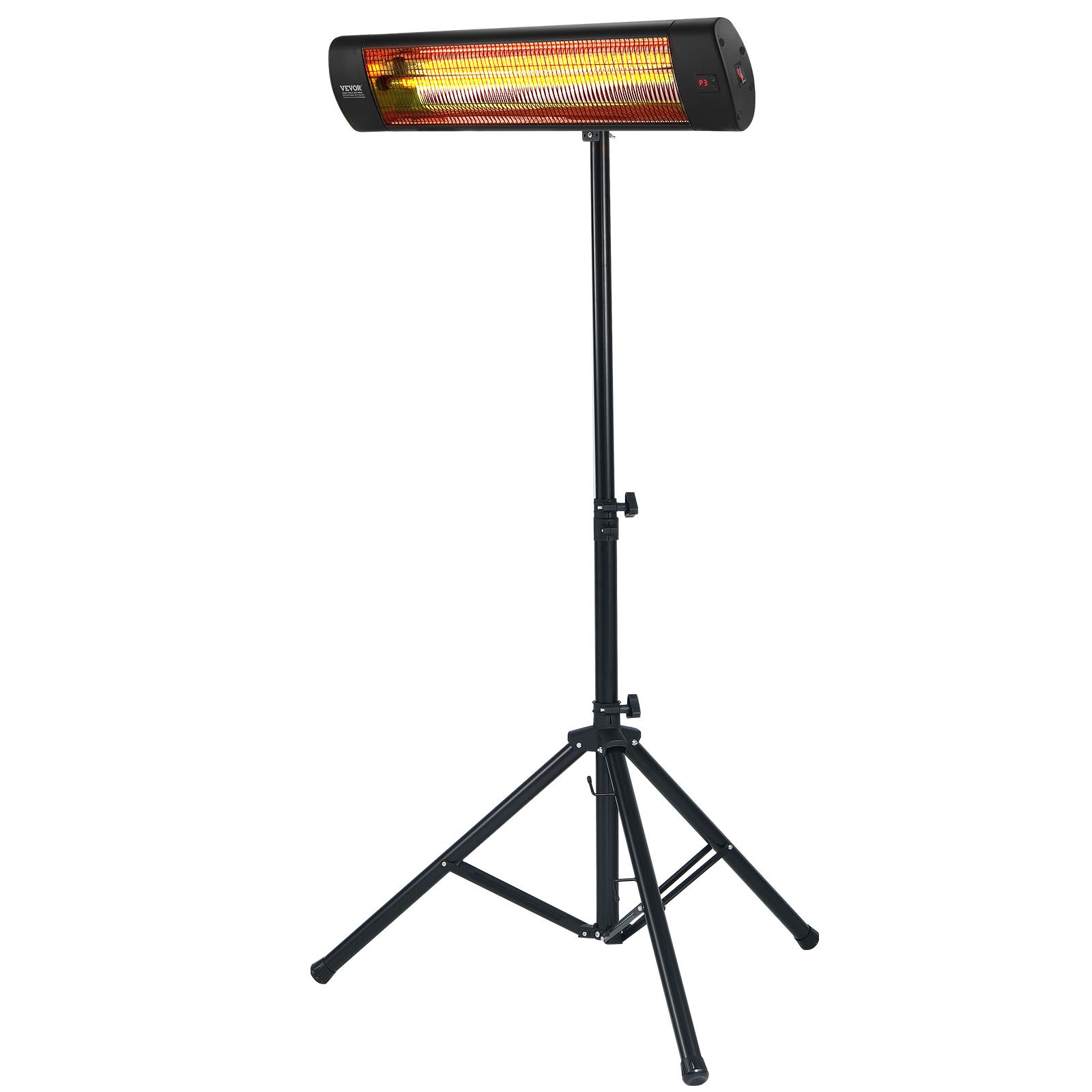 Calefactor infrarrojo VEVOR, calefactor eléctrico de 1500 W con control remoto, pantalla LED con 3 velocidades y temporizador, para exteriores (patio, porche, comedor, estudio).