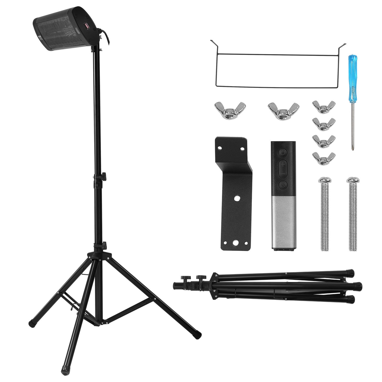 Calefactor infrarrojo VEVOR, calefactor eléctrico de 1500 W con control remoto, pantalla LED con 3 velocidades y temporizador, para exteriores (patio, porche, comedor, estudio).