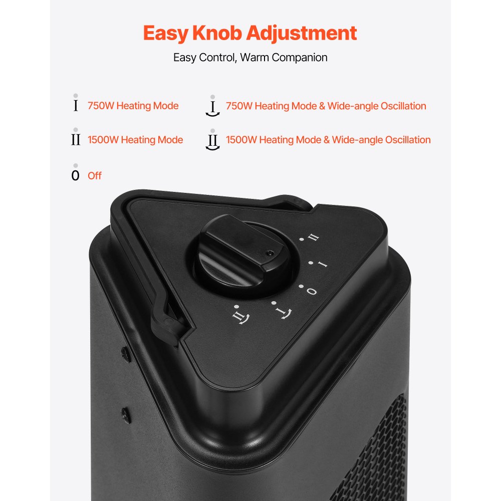 Calefactor infrarrojo VEVOR, 1500 W, calefactor eléctrico con 3 velocidades, temporizador de 24 horas y múltiples protecciones de seguridad, tubos de calefacción infrarroja de alta calidad, para interiores y exteriores, ideal para dormitorio, estudio, porche y comedor.