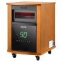 Calefactor infrarrojo VEVOR de 1500 W, eléctrico, con control remoto, 3 niveles de calor, temporizador de 12 horas, apagado automático por sobrecalentamiento, ruedas para facilitar su transporte, fabricado en MDF de alta calidad, ideal para dormitorios, oficinas y estudios. Acabado en madera clara.