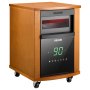 Calefactor infrarrojo VEVOR de 1500 W, eléctrico, con control remoto, 3 niveles de calor, temporizador de 12 horas, apagado automático por sobrecalentamiento, ruedas para facilitar su transporte, fabricado en MDF de alta calidad, ideal para dormitorios, oficinas y estudios. Acabado en madera clara.