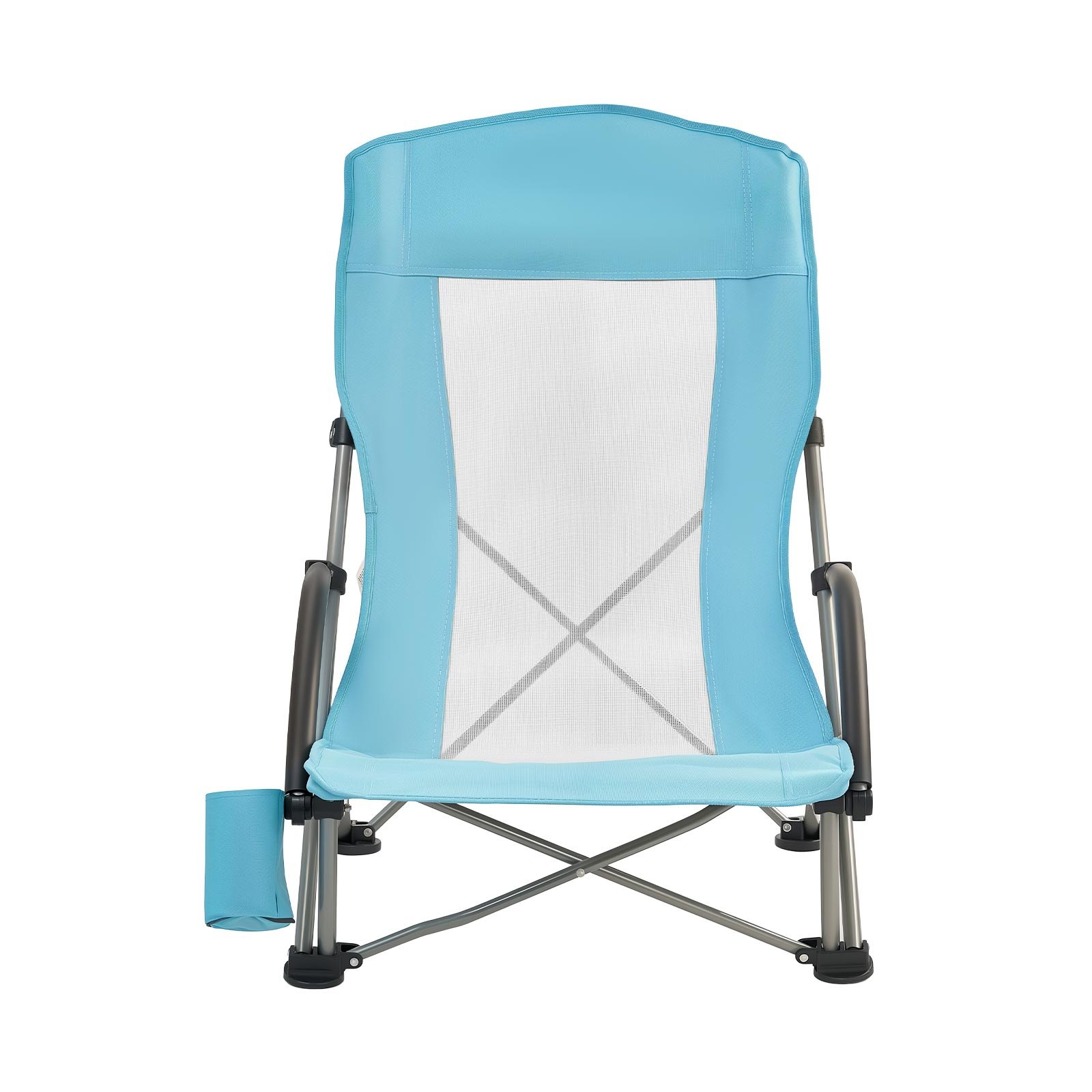 VEVOR Silla de Playa Plegable, Paquete de 2, Capacidad Máxima de 150 kg con Respaldo Alto de Malla, Almohada, Silla de Camping Portátil, Resistente con Portavasos para Exteriores Barbacoa Aire Libre