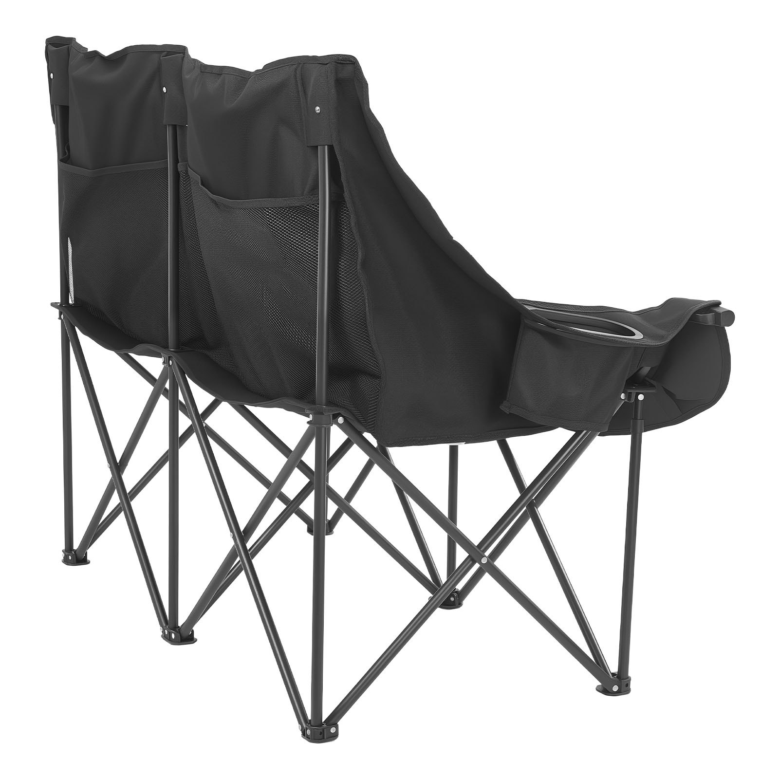 VEVOR Silla de Camping Plegable Doble, Capacidad Máxima de 300 kg con Respaldo Acolchado, Silla de Pesca de Tela Oxford 600D Portátil con Portavasos y Bolsillos para Exteriores Playa Jardín 2 Personas