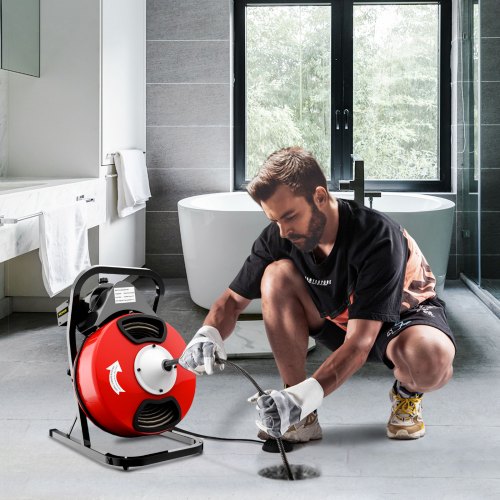 VEVOR Máquina Desatascar Tuberías 1700 RPM Limpiador de Desagües con Cable 1,5m