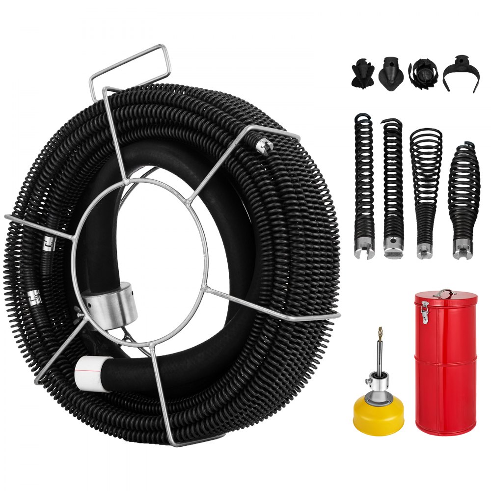 VEVOR Máquina de Limpieza de Drenaje limpieza de desagües seccionales Limpiador de desagües de 400 W Cable de 20 x 16 mm y 5 x 10 mm
