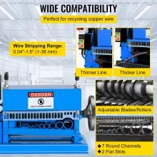 VEVOR Máquina Pelacables Eléctrica Pelacables Eléctrico de 110V Máquina Peladora de Cables con 11 Canales y 10 Cuchillas