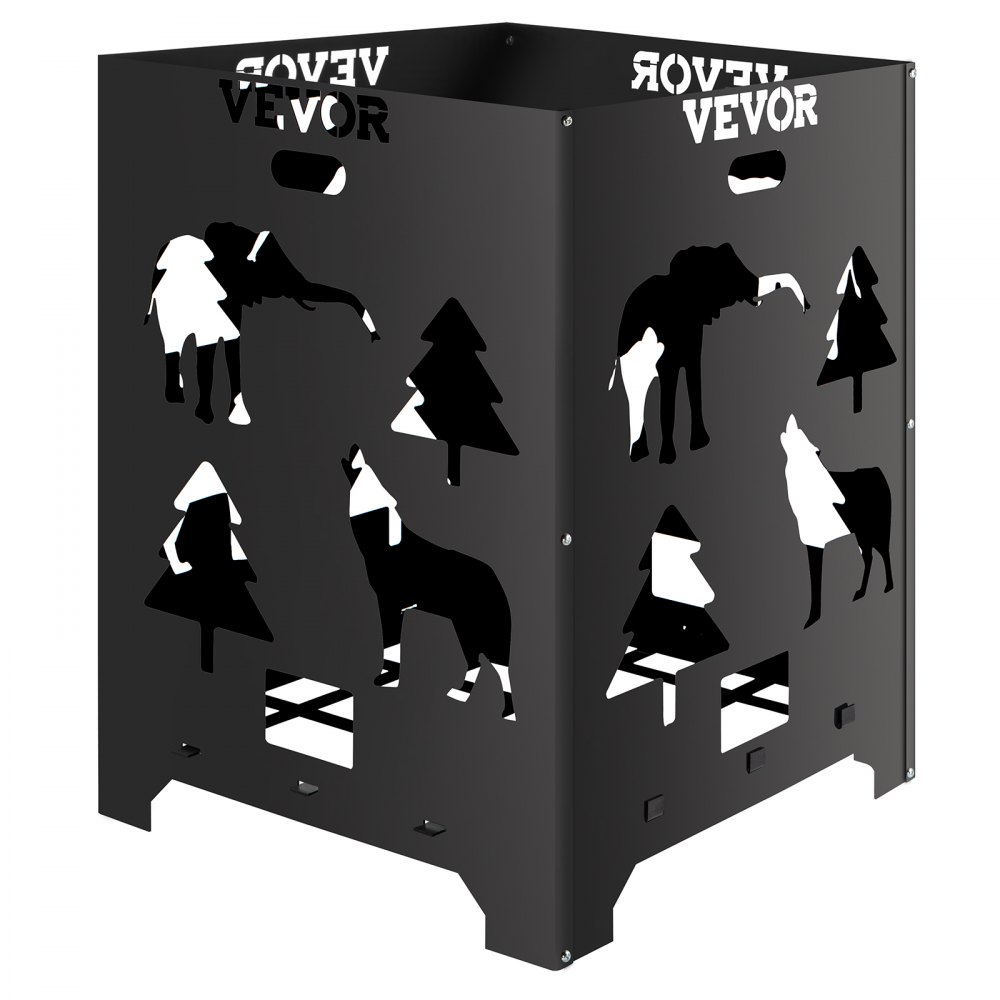 Barril incinerador VEVOR, jaula de acero al carbono de 53 x 53 x 68 cm, con tapa y asa para exteriores.