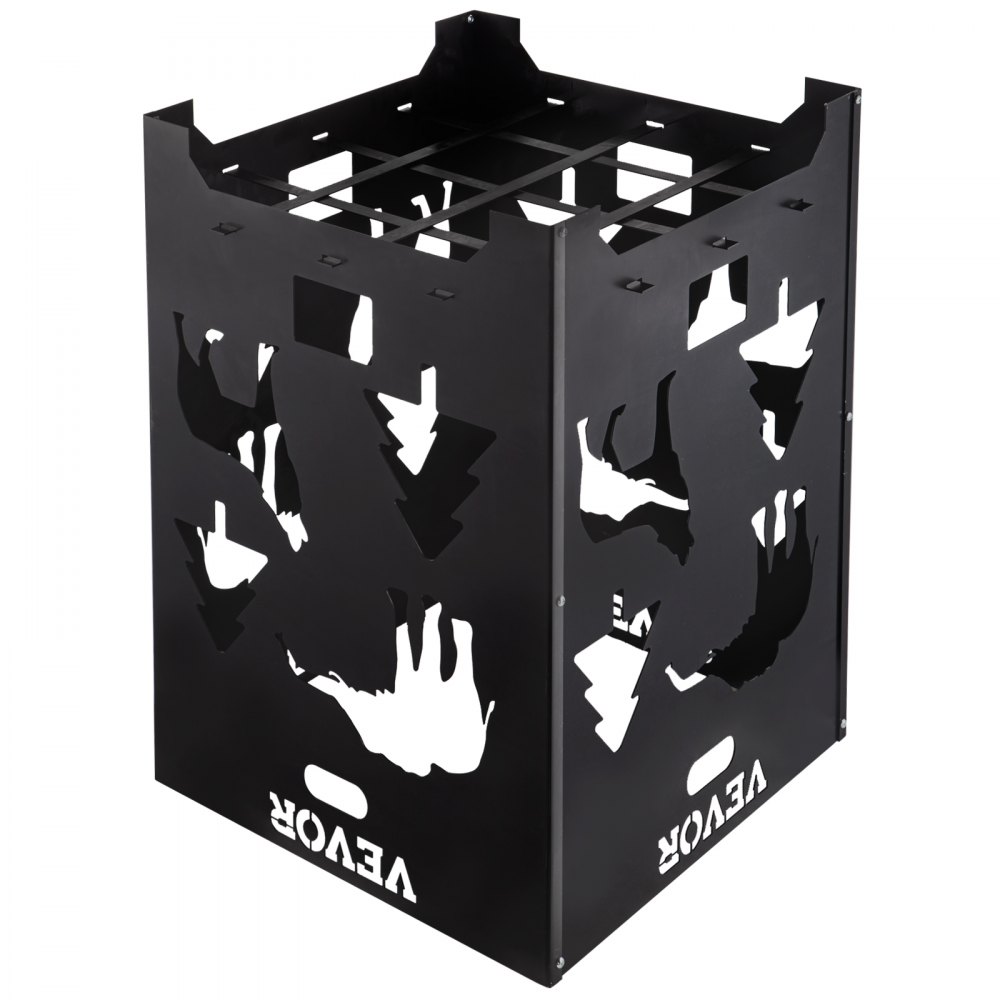 Barril incinerador VEVOR, jaula de acero al carbono de 53 x 53 x 68 cm, con tapa y asa para exteriores.