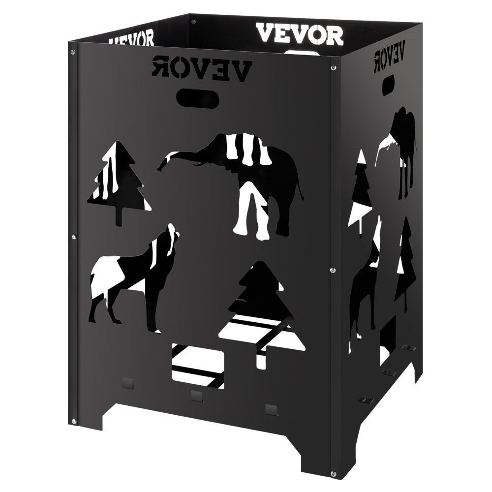Barril incinerador VEVOR, jaula de acero al carbono de 53 x 53 x 68 cm, con tapa y asa para exteriores.