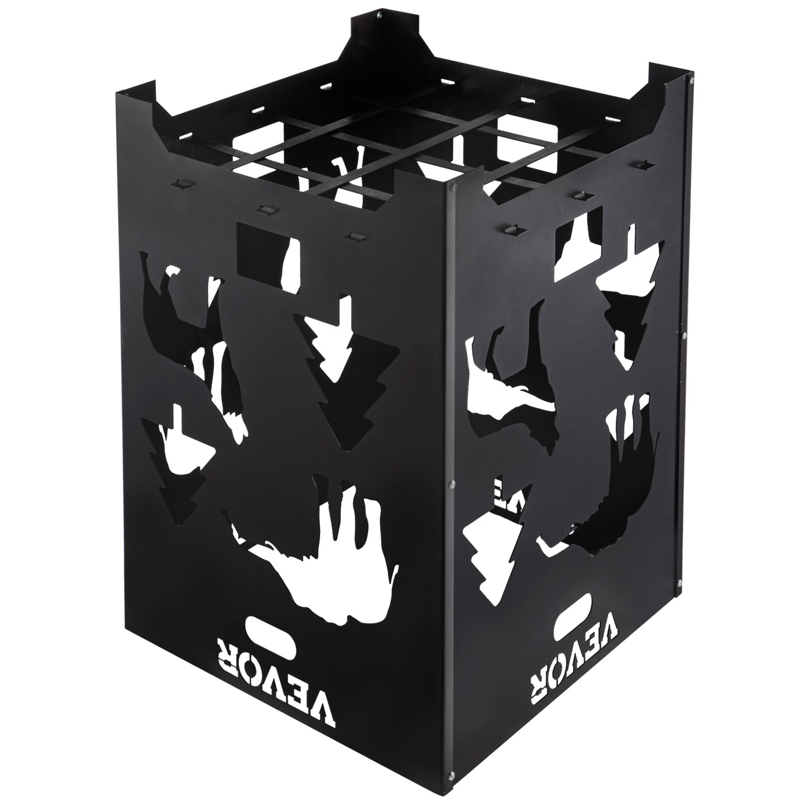 Barril incinerador VEVOR, jaula de acero al carbono de 53 x 53 x 68 cm, con tapa y asa para exteriores.