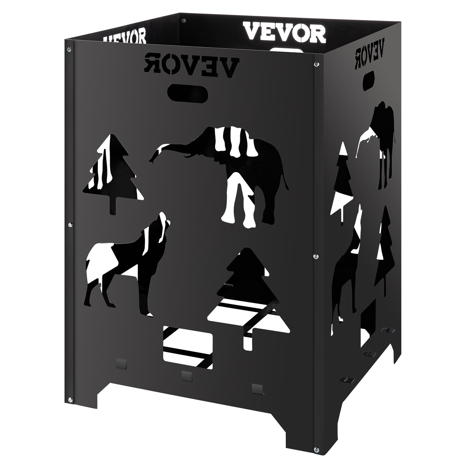 Barril incinerador VEVOR, jaula de acero al carbono de 53 x 53 x 68 cm, con tapa y asa para exteriores.