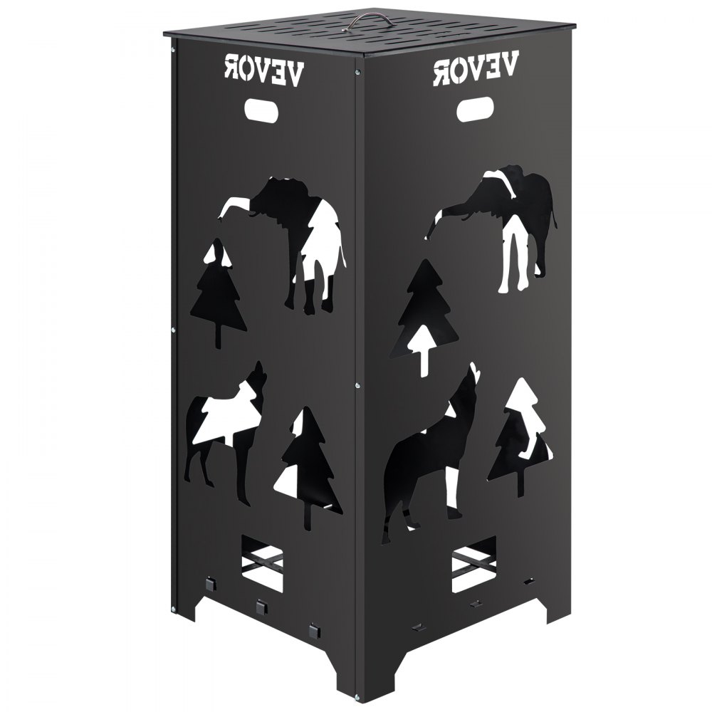 VEVOR Barril Incinerador, Jaula Incineradora de Acero al Carbono de 55,9 x 55,9 x 114,3 cm, Barril Incinerador con Tapa y Asa para Exteriores, Ideal para Quemar Desechos de Jardín, Hojas y Escombros