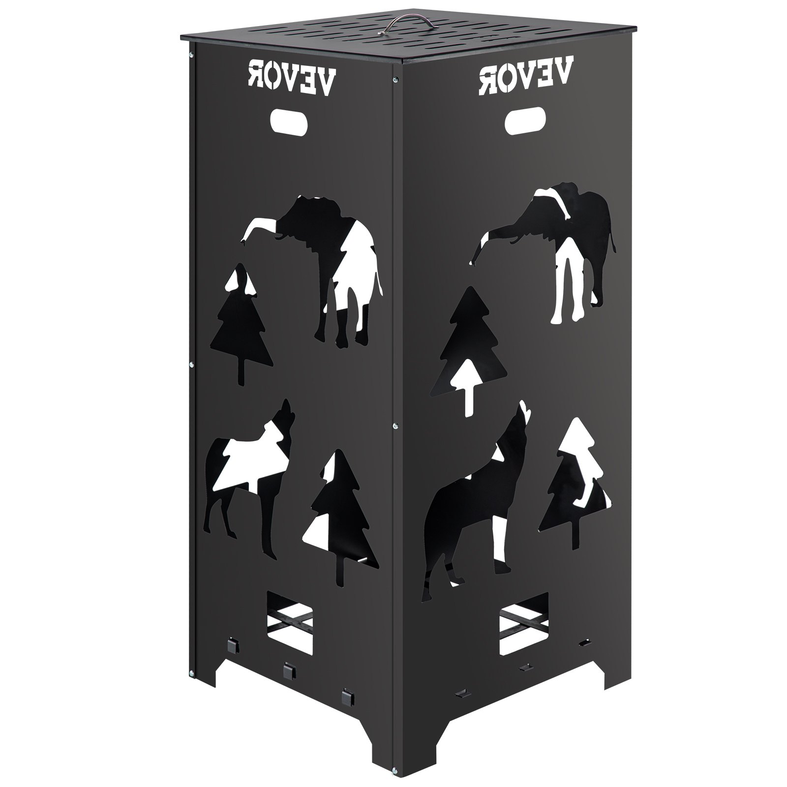 VEVOR Barril Incinerador, Jaula Incineradora de Acero al Carbono de 55,9 x 55,9 x 114,3 cm, Barril Incinerador con Tapa y Asa para Exteriores, Ideal para Quemar Desechos de Jardín, Hojas y Escombros