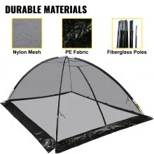 VEVOR - Cúpula para cubierta de estanque, red para estanque de jardín de 7 x 9 pies, cubierta de red para estanque con cúpula de malla de 1/2 pulgada con cremallera y cuerda de viento, red de nailon negro para estanque, piscina y jardín