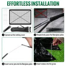 VEVOR - Cúpula para cubierta de estanque, red para estanque de jardín de 7 x 9 pies, cubierta de red para estanque con cúpula de malla de 1/2 pulgada con cremallera y cuerda de viento, red de nailon negro para estanque, piscina y jardín