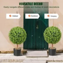 VEVOR 2x Bola de boj artificial Ø40,6cm Decoración de jardín Bola de boj en maceta Bola de boj artificial Planta artificial de PE, Madera, PP incl. 4 piezas. Mariposas decorativas y 10 uds. Reemplazo