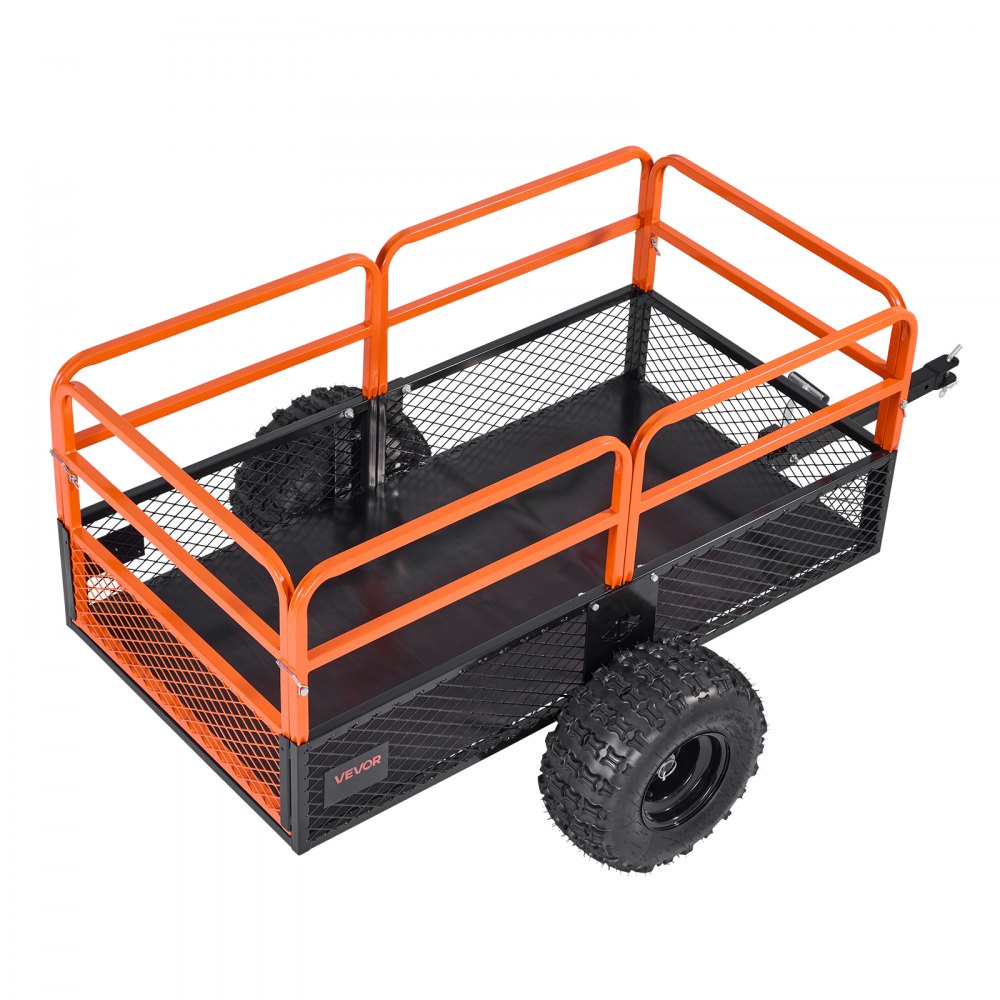 VEVOR Remolque Utilitario para Jardín, Remolque de Volteo de Acero de 221 x 81 x 94 cm con Panel Trasero Extraíble, Carro de Jardín Resistente para Cortacésped, Tractor, Carga de 800,59 kg