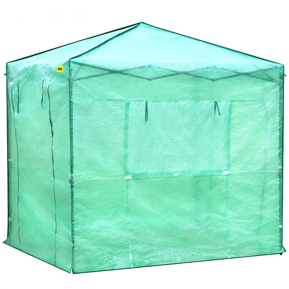 Invernadero emergente VEVOR de malla verde con panel frontal con cremallera.