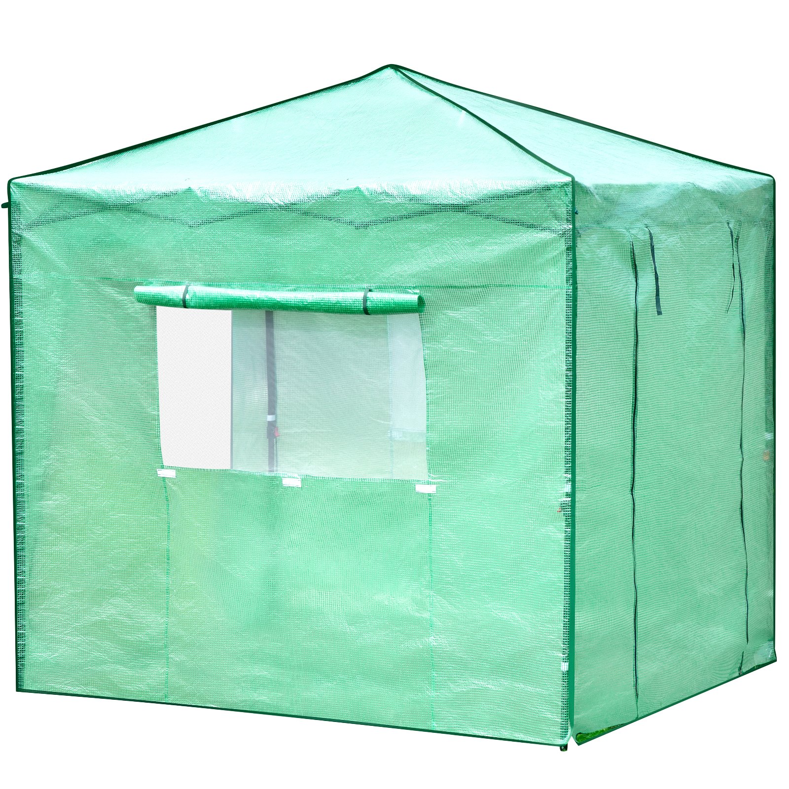 Invernadero emergente verde VEVOR con entrada con cremallera y ventana de malla.