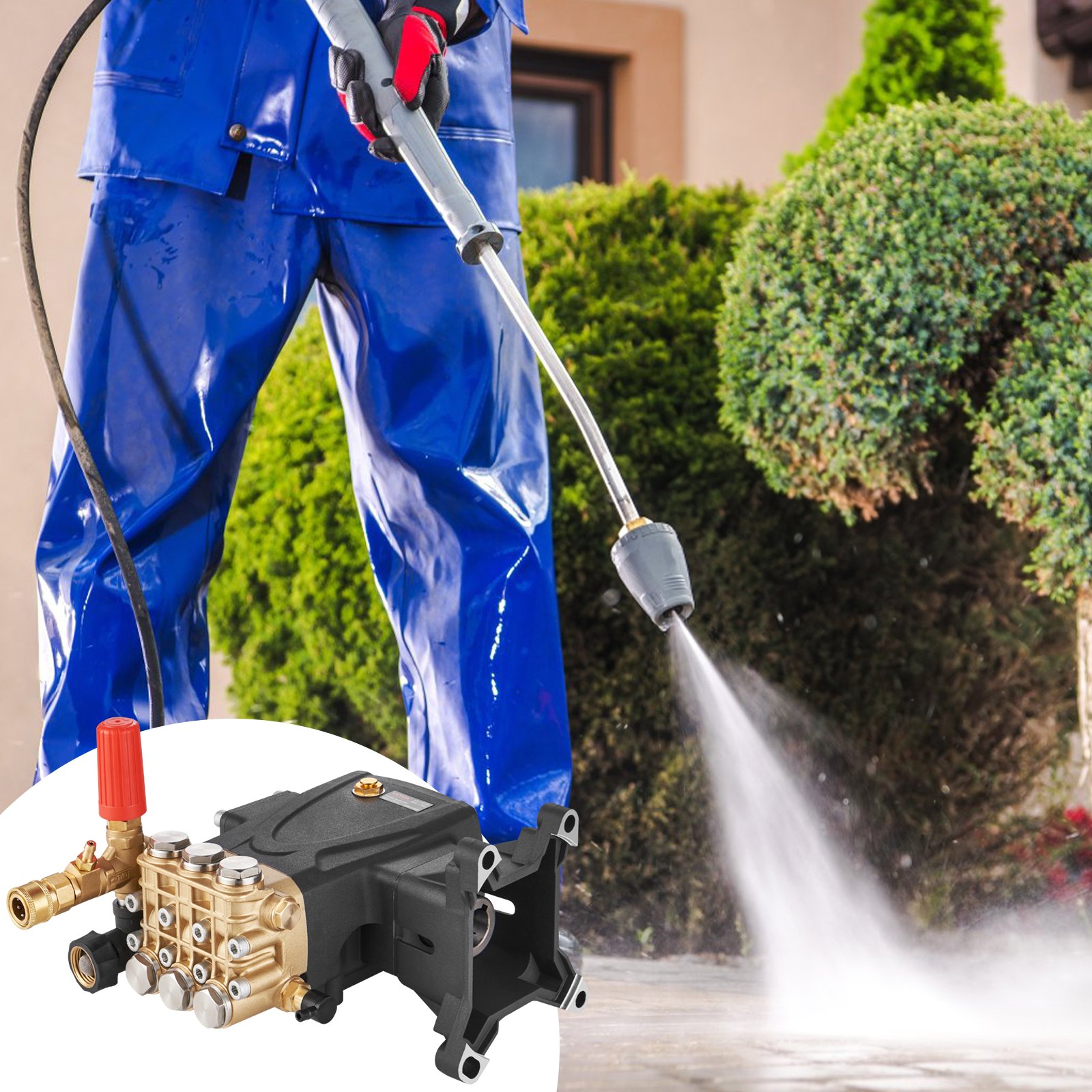 Bomba de lavado a presión VEVOR, émbolo triple horizontal de eje de 1 pulgada, 4400 PSI, flujo de 4 GPM, kit de bombas de lavado a presión de repuesto, bomba de lavado de piezas, compatible con los modelos Simpson MorFlex 40224, 40225, 40226