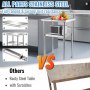 VEVOR Mesa de preparación de acero inoxidable, 24 x 18 x 36 pulgadas, capacidad de carga de 600 libras, mesa de trabajo de metal resistente con estante inferior y pies ajustables, estación de trabajo comercial para cocina, restaurante, garaje, patio trasero