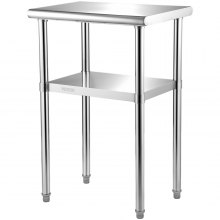 VEVOR Mesa de preparación de acero inoxidable, 24 x 18 x 36 pulgadas, capacidad de carga de 600 libras, mesa de trabajo de metal resistente con estante inferior y pies ajustables, estación de trabajo comercial para cocina, restaurante, garaje, patio trasero