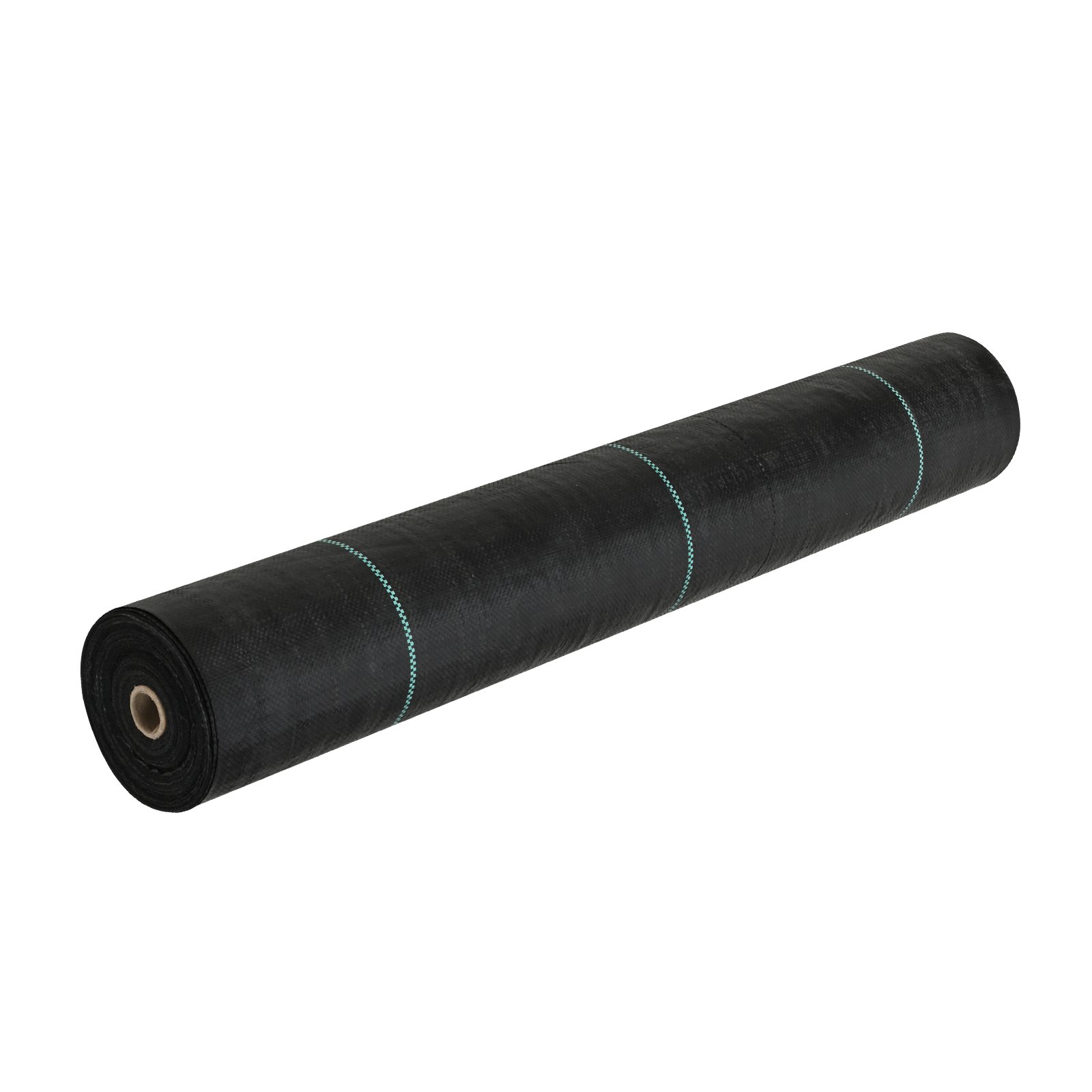 Rollo de tela protectora contra malas hierbas VEVOR con patrón de rayas verdes.