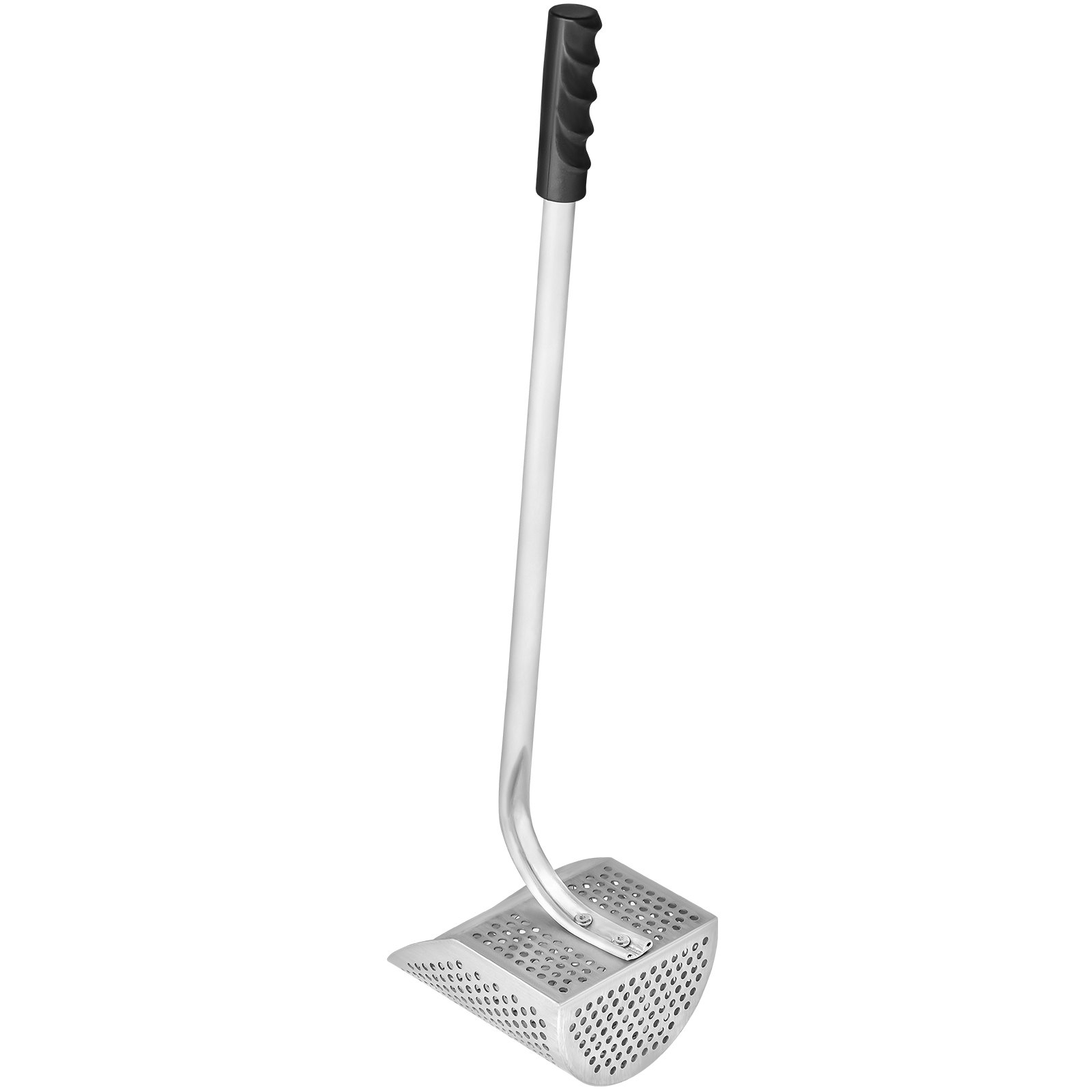 Pala de arena para detector de metales VEVOR con mango largo y cesta perforada.