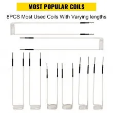 Kit de bobina de calentador de inducción VEVOR, 8 bobinas de calentador de inducción más utilizadas con diferentes longitudes, herramienta de calentador de inducción resistente al calor con flexibilidad y larga vida útil para quitar pernos y tuercas oxidados